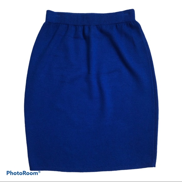 St John Pencil Skirt Royal Blue Santana Knit Marie Gray Dog Show Y2K Flaws 2